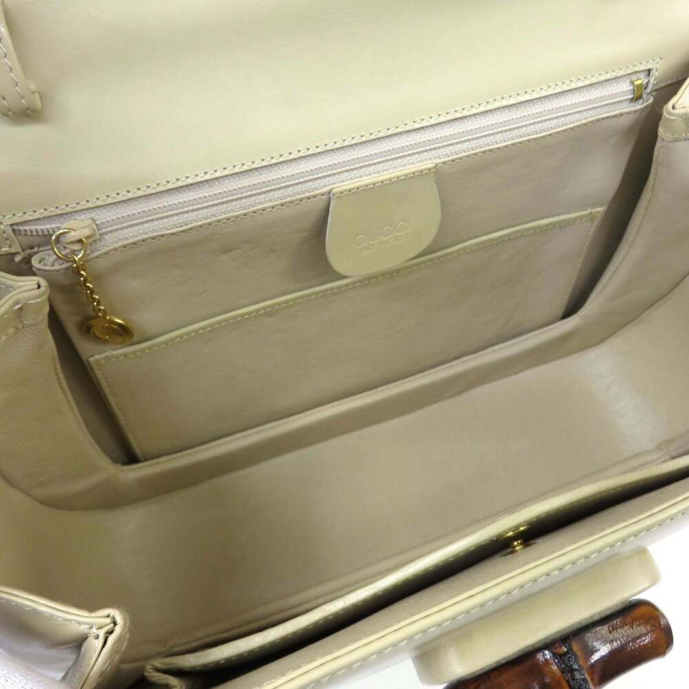 GUCCI Cream Leather Bamboo Bag - Picture 4 of 10